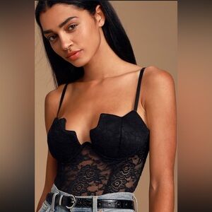 Lulu’s Amala Black Sheer Bustier Bodysuit